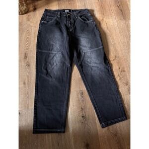 Half‎ Evil 333 Black Mens Double Knee Contrast Stitch Embroidered Jeans Size 32